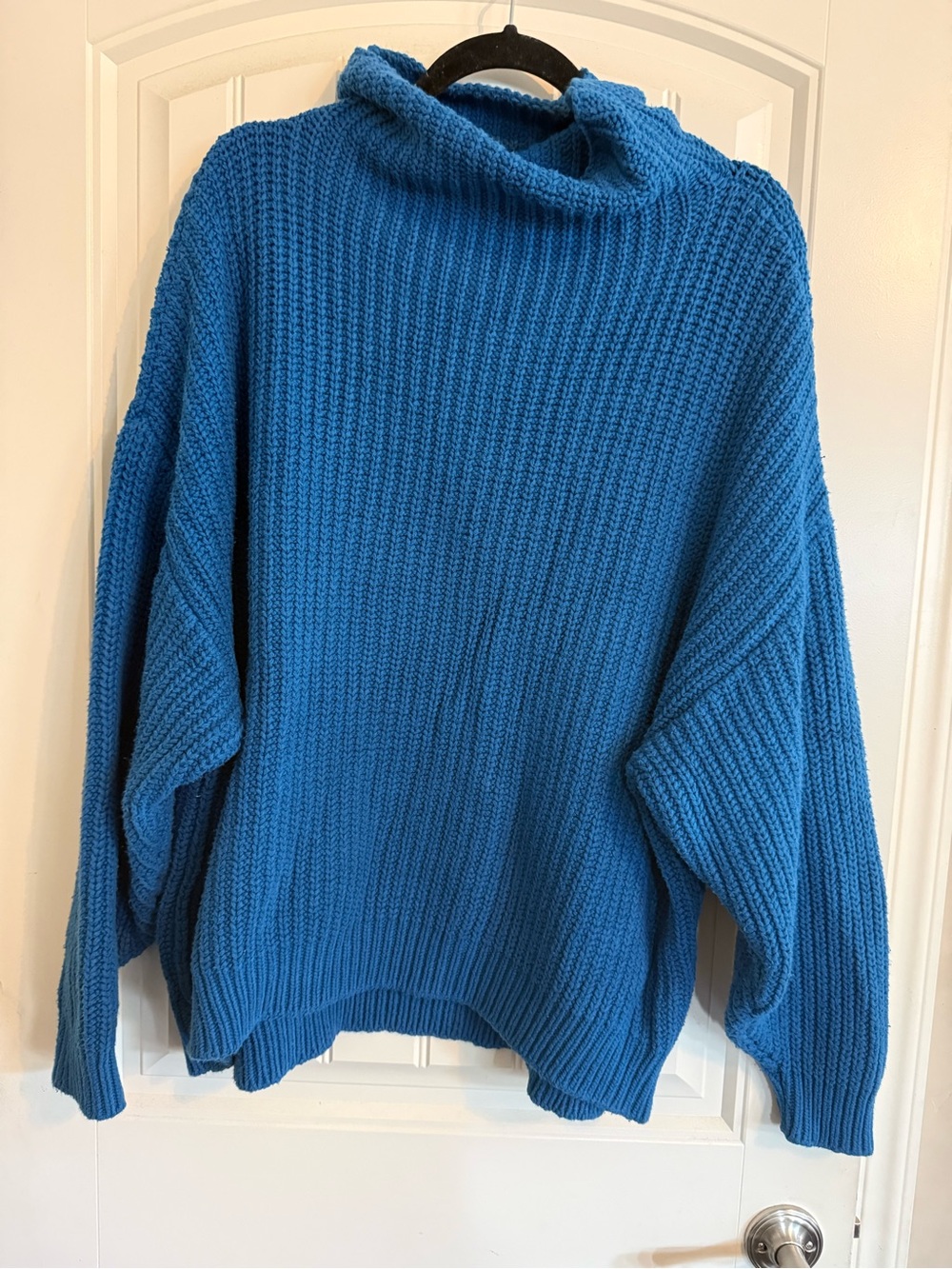 Free People Teal Blue Ribbed Turtleneck Sweater
